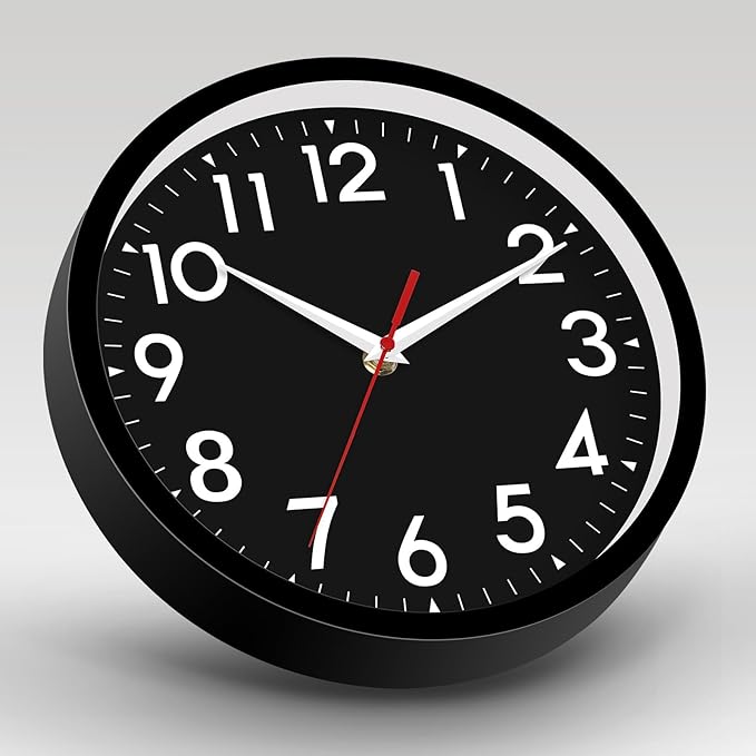 DAXSMY Wall Clock Black Battery Operated 10 Inch Simpel Silent Non Ticking - Image 4