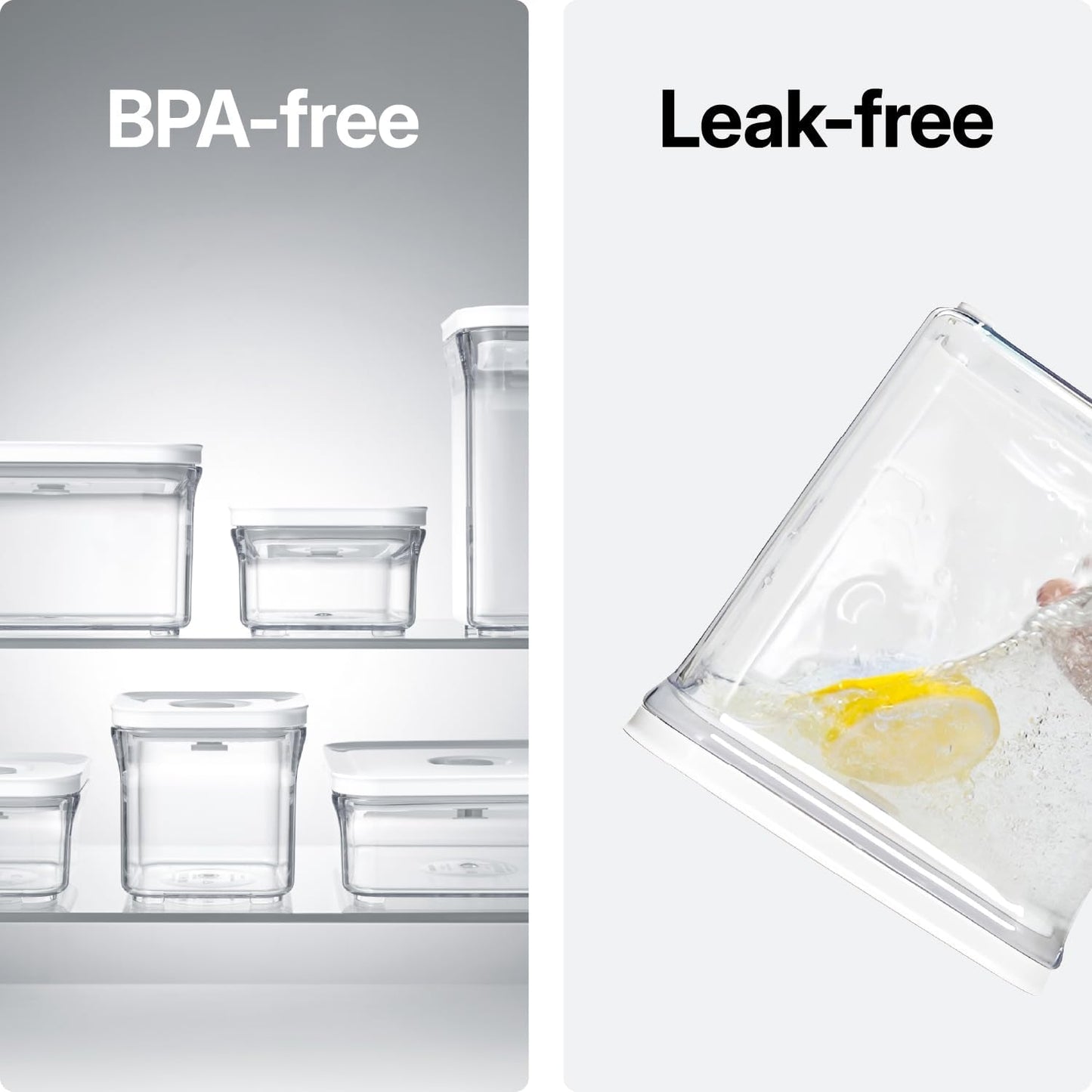 VAKUEN Premium Airtight Food Storage Containers, Mini Square 3pc/set(0.32qt), Smart One-Click Seal Lid, No Hinges, 100% Leak Proof, BPA-FREE, Dishwasher, Freezer & Microwave Safe