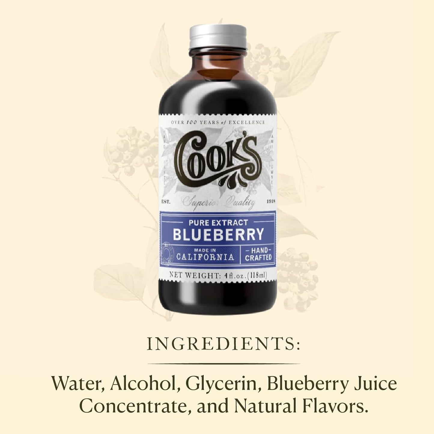 Cook's, Blueberry Extract for Baking, Pies, Jam, Jellies, Candies, Syrup, 8 oz