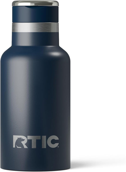 RTIC Little Journey Bottle with Straw, Insulated, Stainless Steel, Metal, Double Wall Vacuum-Insulation, Ceramic-Lined, Leak-Proof Lid, BPA-Free Water Flask for Sports, Travel, Navy
