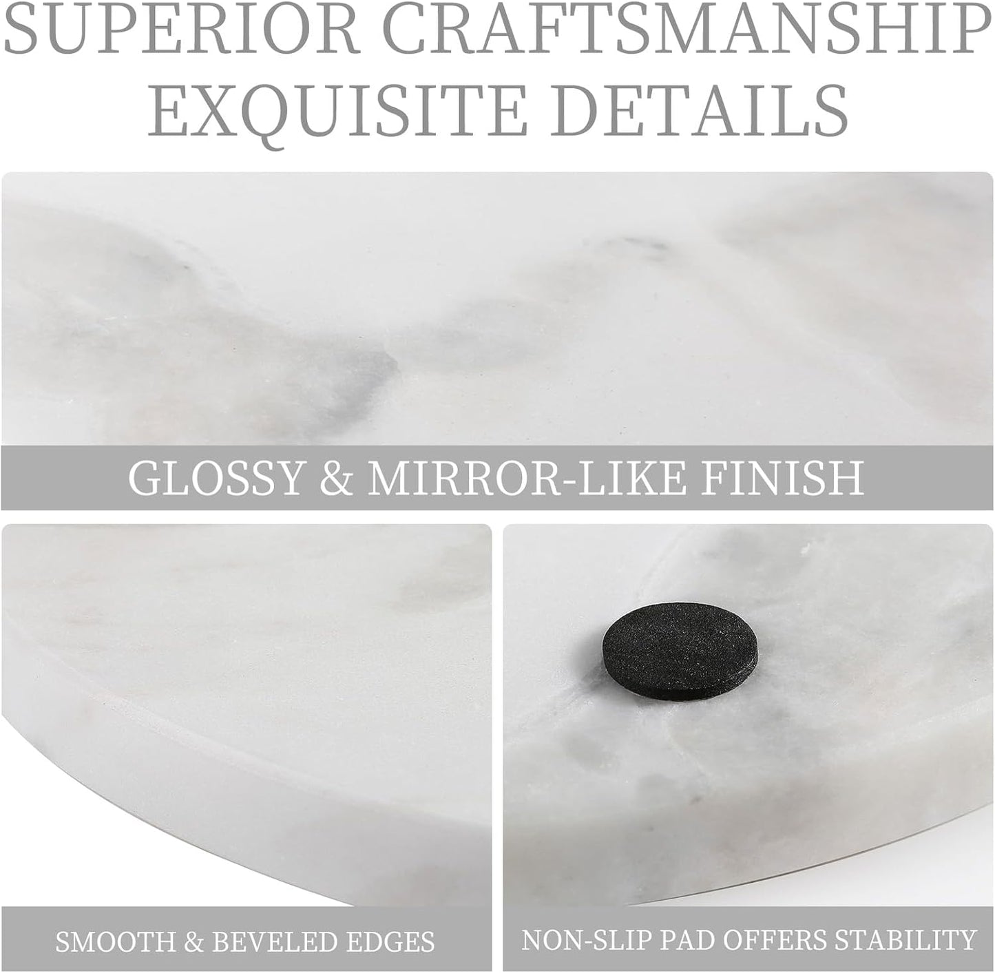 Koville African Natural Marble Cutting Board for Kitchen, 11inch Round Hand Crafted Marble Slab for Cheese, Charcuterie, Pastry Board - Wedding Gift, House Warming Gift(OYSTER WHITE)