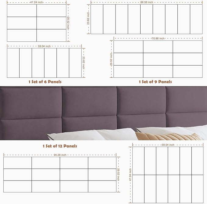 IFNOW Wall Mounted Upholstered Headboard Full, 3D Peel and Stick Soundproof - Image 6