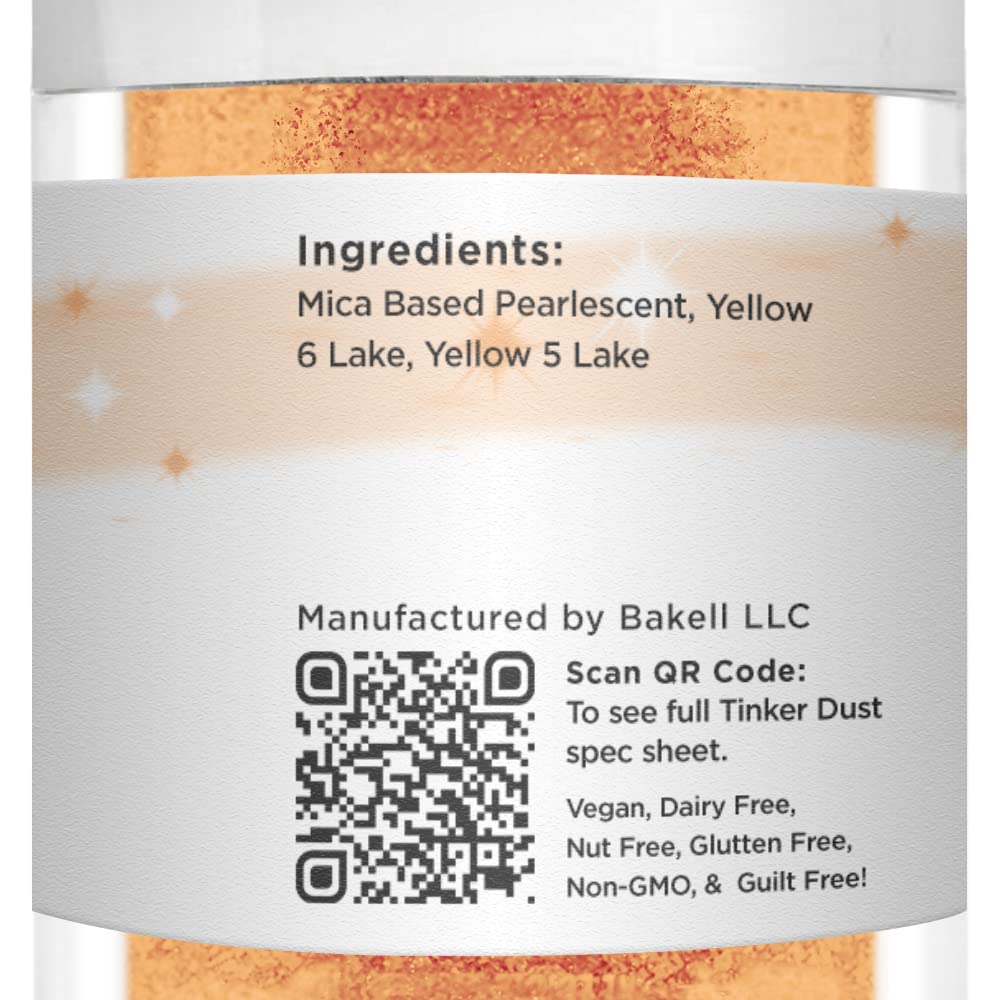 BAKELL Neon Orange Edible Glitter, 25 Grams | TINKER DUST Edible Glitter | KOSHER Certified | 100% Edible Glitter | Cakes, Cupcakes, Cake Pops, Drinks, Dessert Vegan Glitter & Dusts (25g, Neon Orange)
