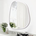 Irregular Oval Wall Mirror Large White 20"x16" Inches Asymmetrical Mirror by HLFMVWE