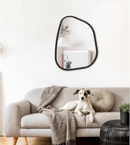 Asymmetrical Mirror Large 20"x16" Irregular Oval Wall Mirror Modern Wood Frame - Image 3