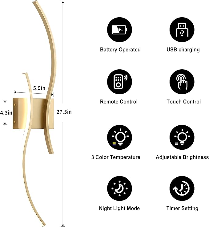 KARTOOSH Battery Operated Wall Sconce - Image 5