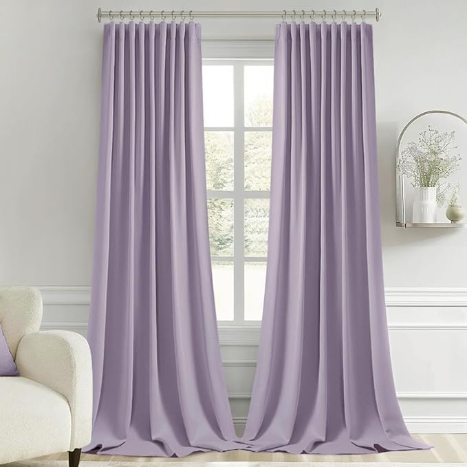 MIULEE Lilac Back Tab Blackout Curtains 120 Inch Long 2 Panels Set - Image 9