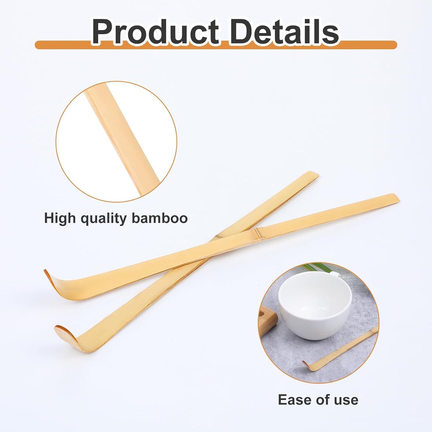 2 Pcs Japanese Bamboo Matcha Scoop, Japanese Chashaku Hooked Green Tea Matcha Spoon for Traditional Tea Ceremony Coffee Spices