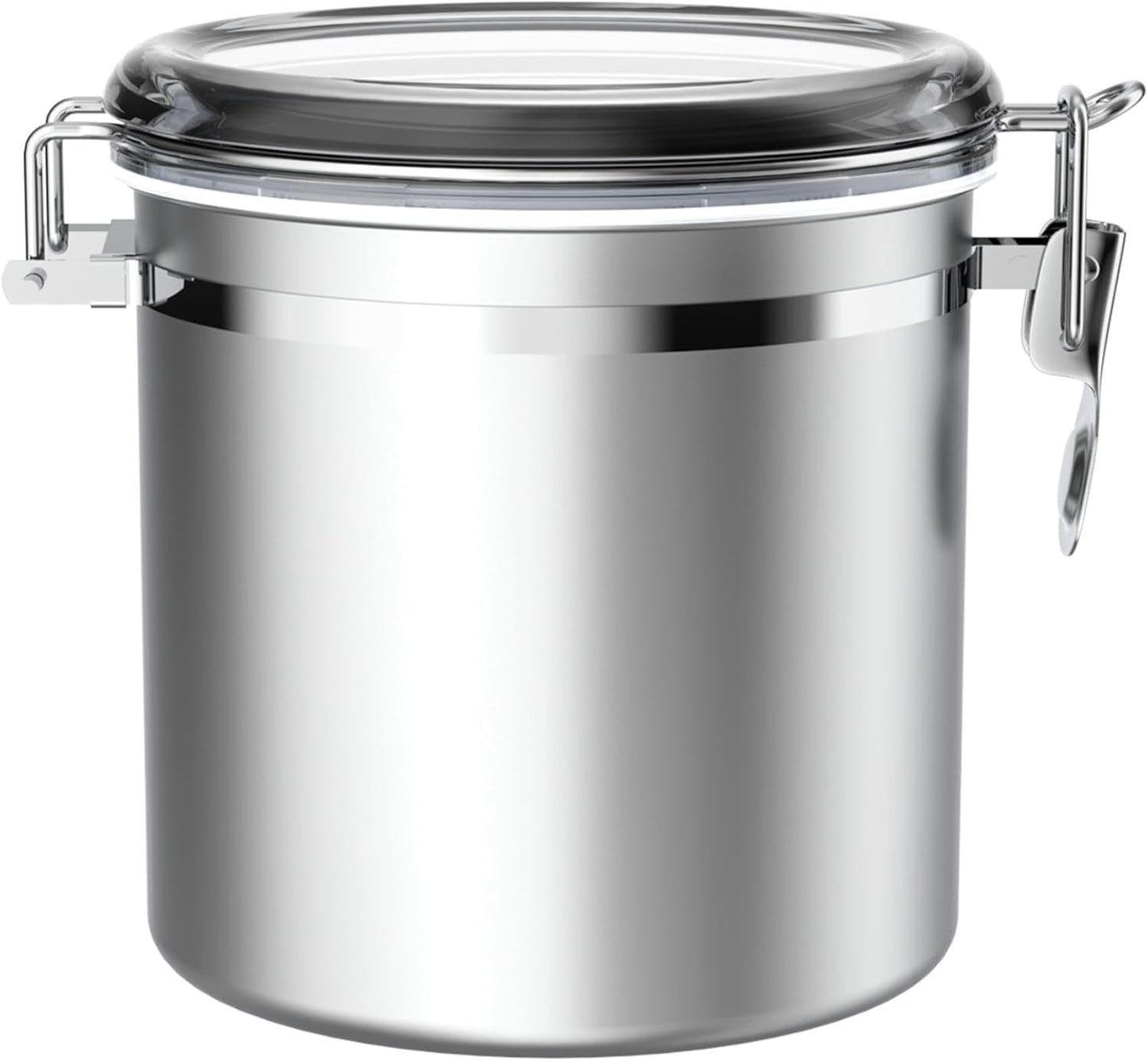 ENLOY 165oz Stainless Steel Airtight Canister for Kitchen, Large Flour Coffee Bean Tea Cereal Sugar Cookie Metal Food Storage Canisters with Clear Lid and Sturdy Locking Clamp (7.7 * 7.7 * 8.4in)