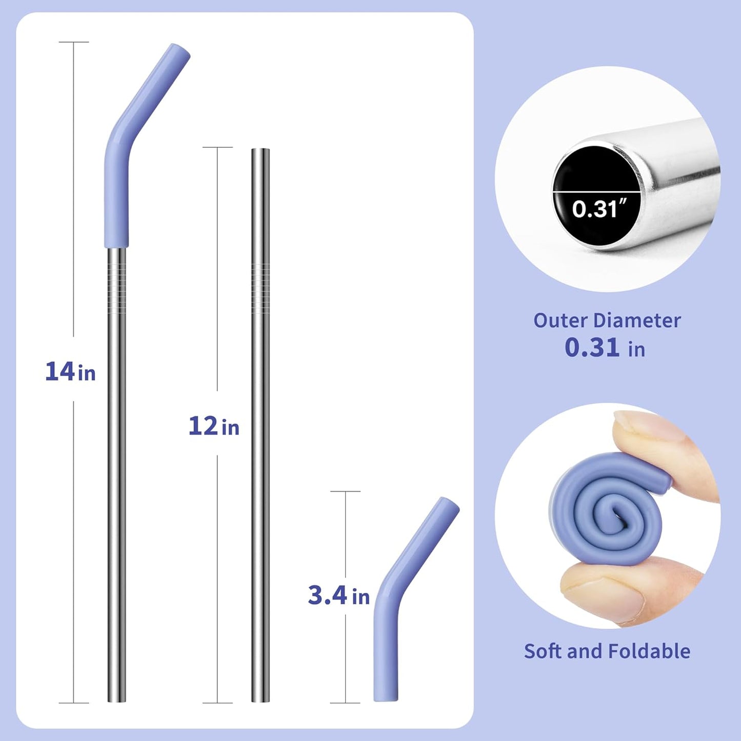 Stainless Steel Straw for 40 oz Stanley Tumbler Cup，Straight Reusable Metal Straws with Silicone Tips & Cleaning Brush for 40 oz Tumbler,1 Portable Bag