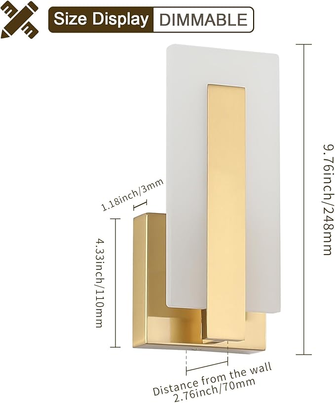 Joosenhouse Modern LED Wall Sconce Set of 2, Dimmable Hardwired Bathroom Vanity - Image 6