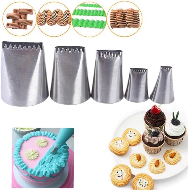 Half Row Braided Flower Piping Tips Set, BasketweavePiping Tip Set, Stainless Steel Piping Nozzles Kit, Braided DecoratingTube Set, for Pastry Cupcakes Cakes Cookies Decorating (6 Pcs)