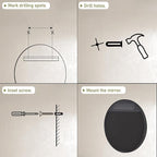 VooBang 24 inch Round Bathroom Mirror, Balck Modern Circle Wall Mounted Mirror - Image 7