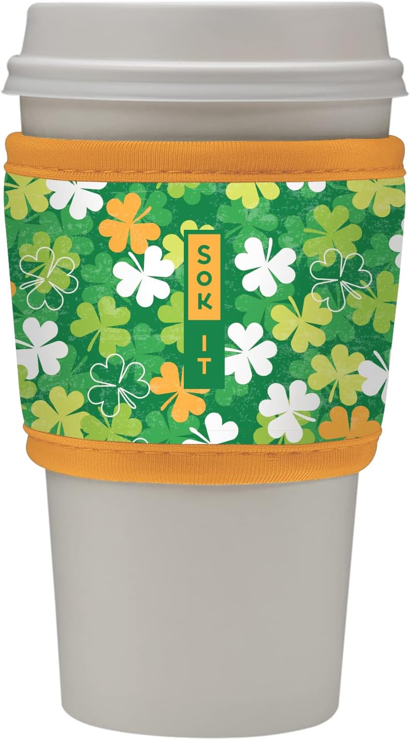 Sok It HotSok Coffee & Tea Reusable Insulated Neoprene Cup Sleeve (Luck of the Shamrock)