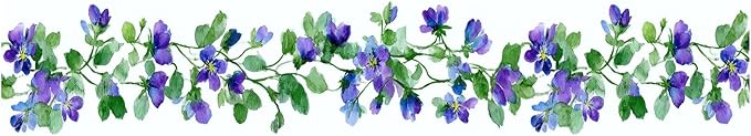 Purple Blue Floral Wallpaper Border 196x4 Inch Peel and Stick Wall Border Self - Image 2
