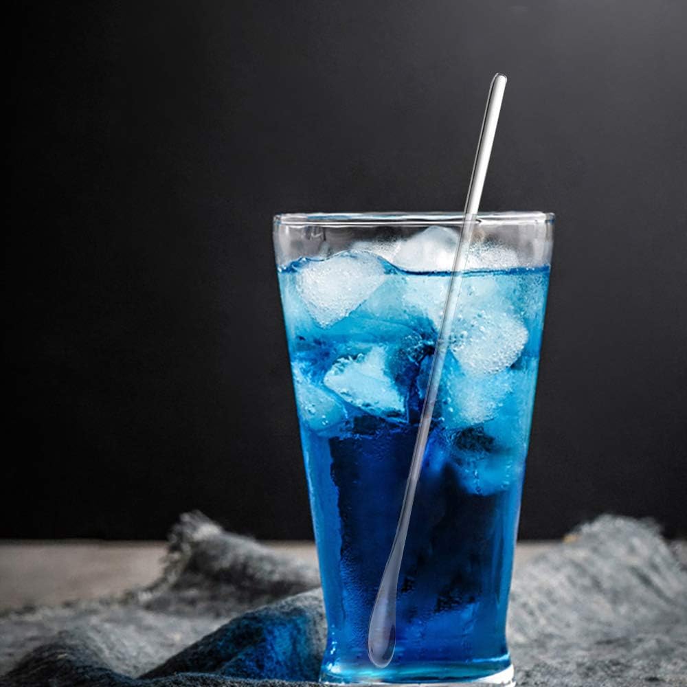 Delove Stainless Steel Coffee Stirring Spoon Beverage Cocktail Stirrers Stir Cocktail Drink Mixing Swizzle Stick- Tiny Salt Condiment Spoon - Reusable - Set of 4 (8.8-Inch)