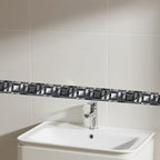 IVN Wallpaper Border Peel and Stick Wall Black and Silver Mosaic Decorative - Image 5