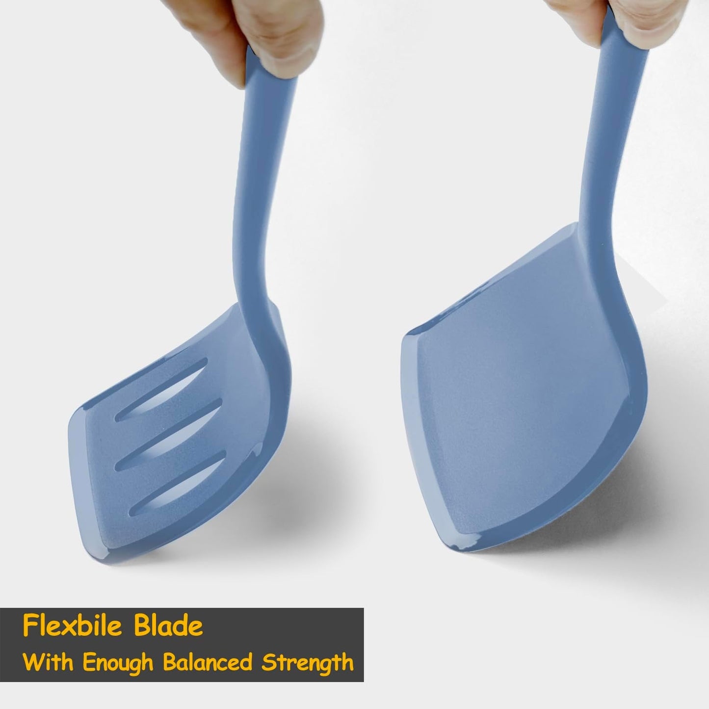 Silicone Spatula Set, 600°F Heat Resistant Silicone Spatula Turner Flipper for Cooking, Non Stick and Non Scratch Kitchen Utensils for Eggs & Pancakes, 4 Pack,Starry Blue