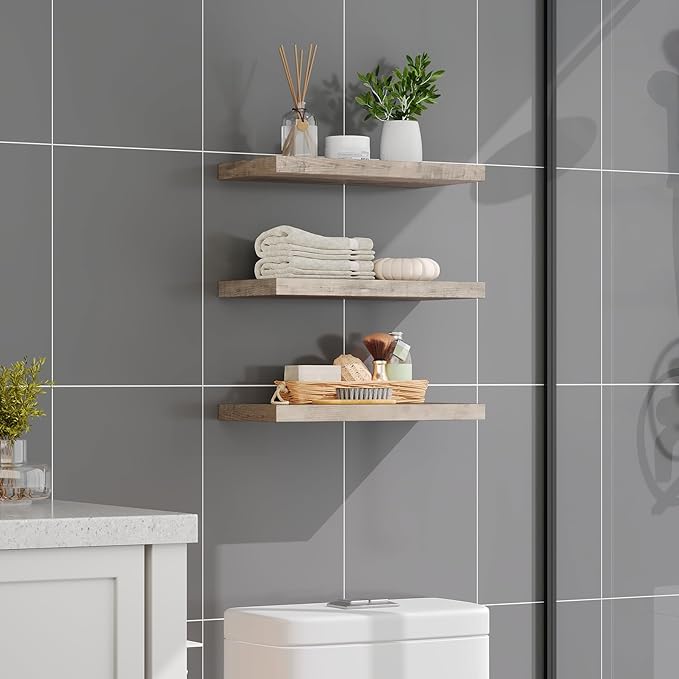 RALGEND Floating Shelves for Wall, 1.5" Thick Wall Shelf Set of 3 - Image 2