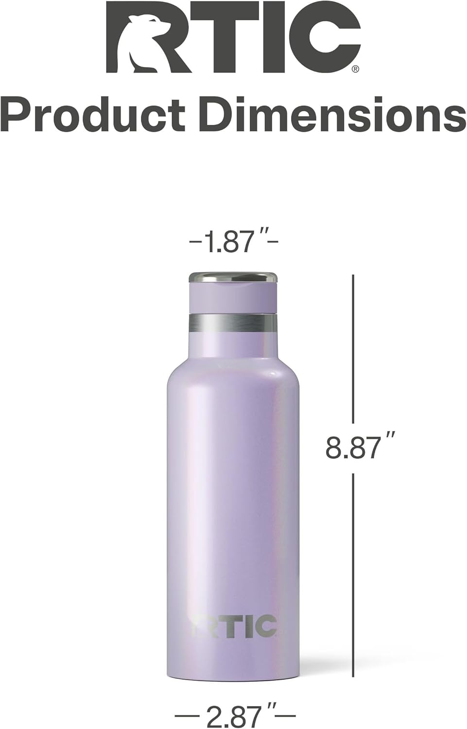 RTIC 16oz Journey Bottle Metal Stainless Steel Vacuum Insulated, BPA Free, Reusable, for Water, Hot and Cold Drinks, Travel, Sports, Camping, Lavender Glitter