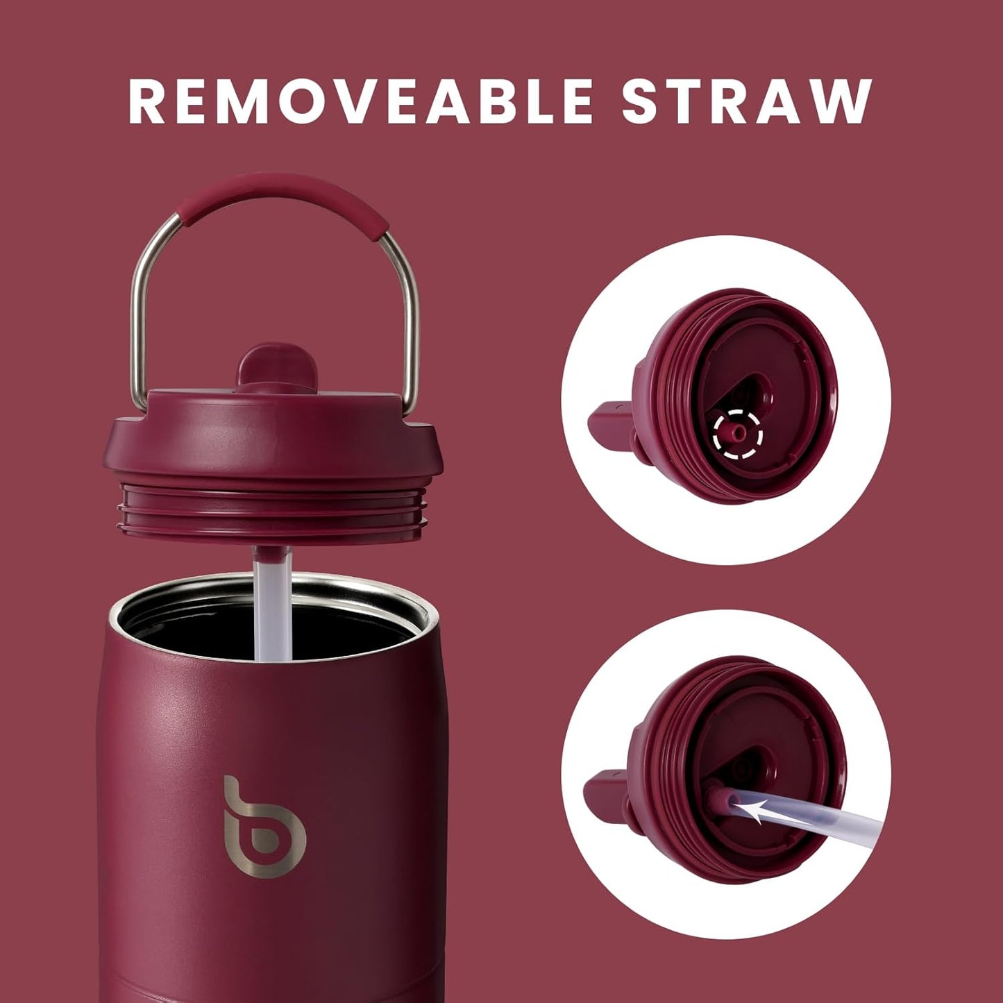 BOTTLE BOTTLE Stainless Steel Water Bottle with Straw and Lid, 32 oz Vacuum Insulated Cup,Stay Cold and Hot， Leak-Proof Wide Mouth Sports Water Bottles red