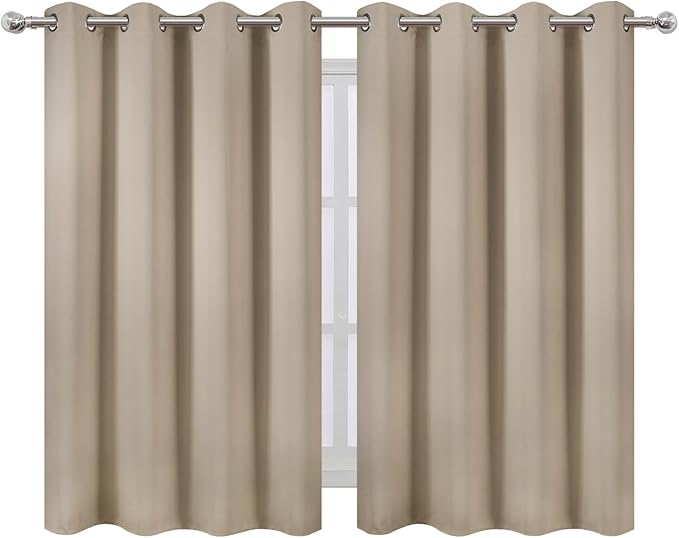 LEMOMO Khaki Thermal Blackout Curtains/52 x 45 Inch/Set of 2 Panels Room - Image 2