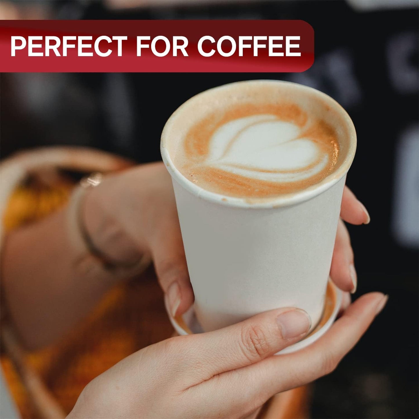 Smygoods White Original Disposable Paper Coffee Cups with Lids (16 OZ, 25 Count) For Hot Beverages, Tea, Espresso, Cocoa - To Go Drink Containers, Café & Office