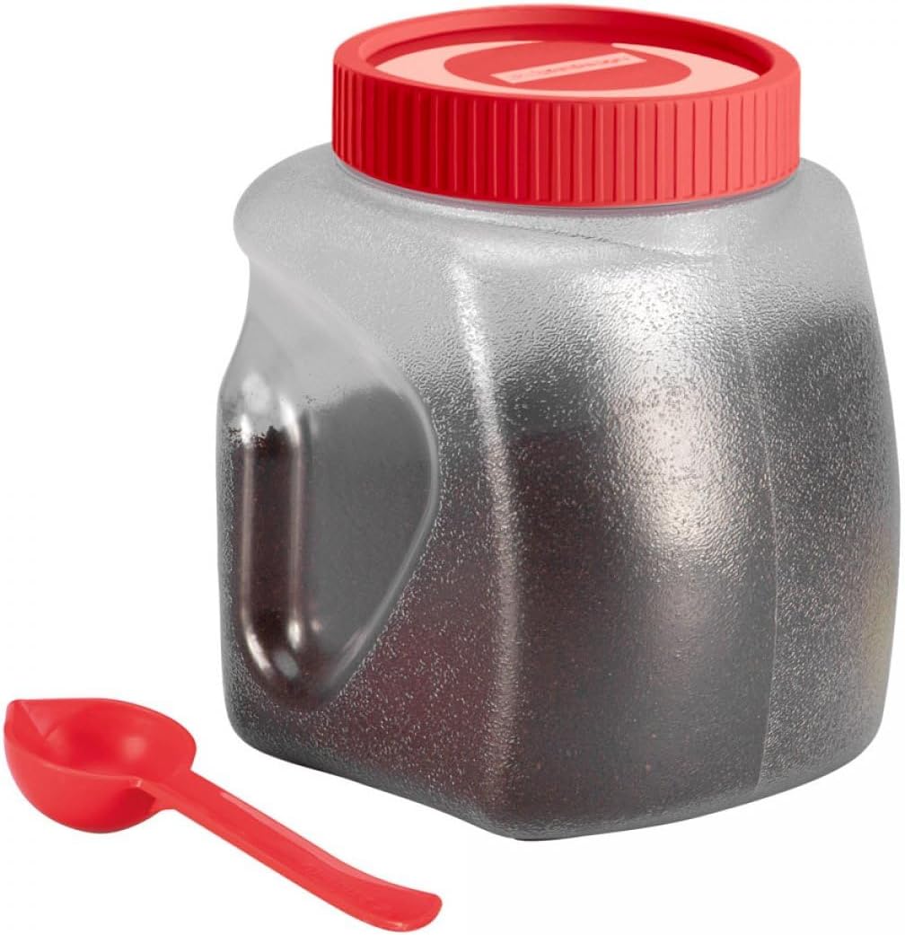 Tribello LARGE 22 OZ Ground Coffee Container For Coffee Beans, Plastic Jar With Screw On Lid For Dry Food Sugar, Flour, Coffee Grounds Container Storage With Scoop - Easy Grip - BPA Free