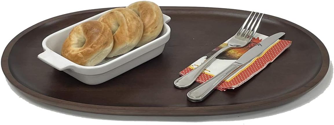 Woodard & Charles Extra Large Oval Serving Tray – Walnut-Stained Wood Platter for Kitchen, Dining, Parties & Home Décor