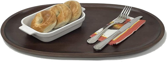 Woodard & Charles Extra Large Oval Serving Tray – Walnut-Stained Wood Platter for Kitchen, Dining, Parties & Home Décor
