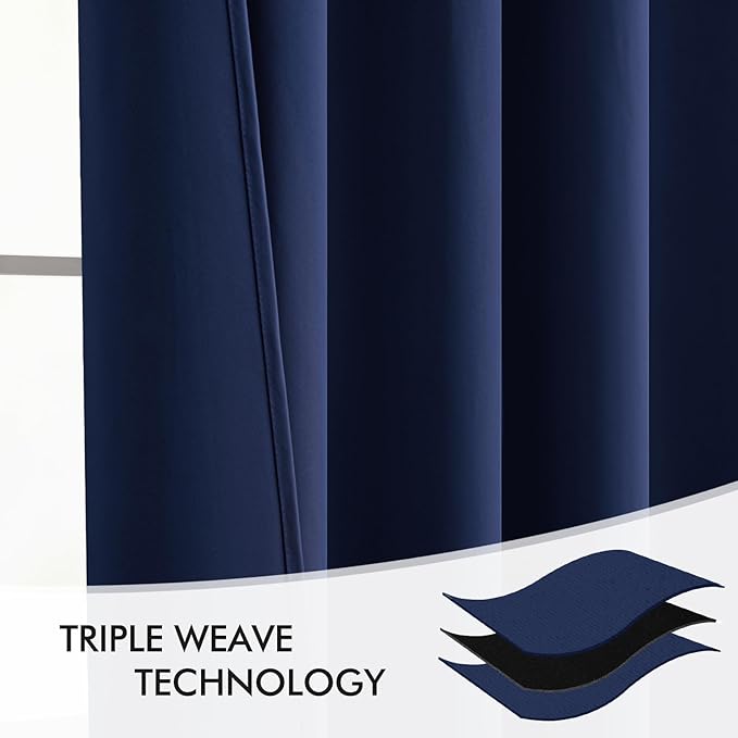MIULEE Navy Blue Back Tab Blackout Curtain 96 Inch Long 2 Panels Set - Image 7
