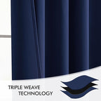 MIULEE Navy Blue Back Tab Blackout Curtains 120 Inch Long 2 Panels Set - Image 7