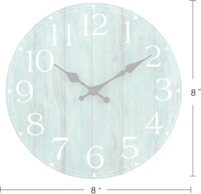 Wall Clock, Teal Silent Non-Ticking Battery Operated, Kitchen Rustic Vintage - Image 9