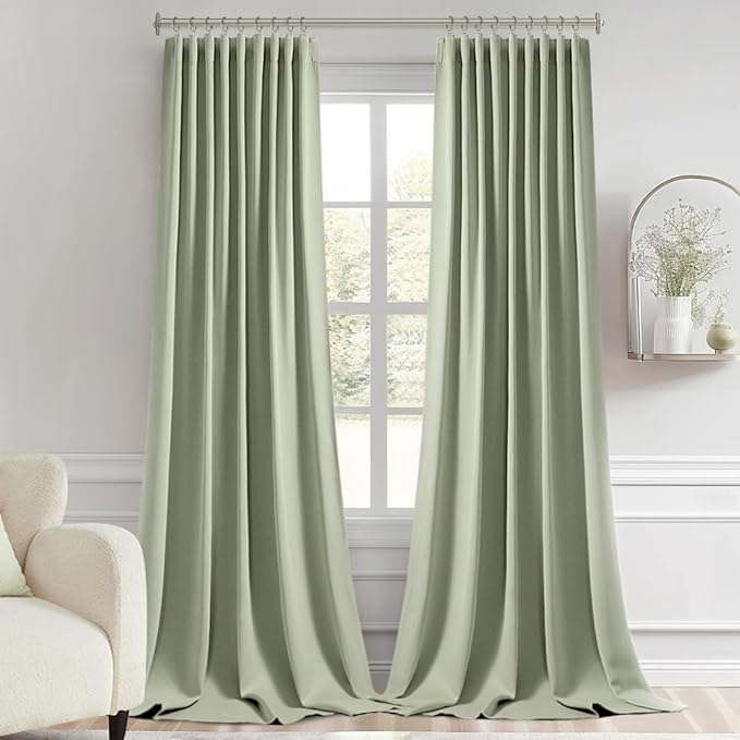 MIULEE Back Tab Sage Green Curtains 102 Inch Long 2 Panels Set - Image 9