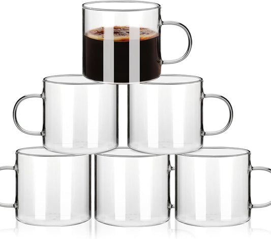 5 OZ Espresso Cups with Handle, Clear Espresso Shot Glass Set of 6, Small Double Espresso Accessories for Espresso Machine Coffee Bar