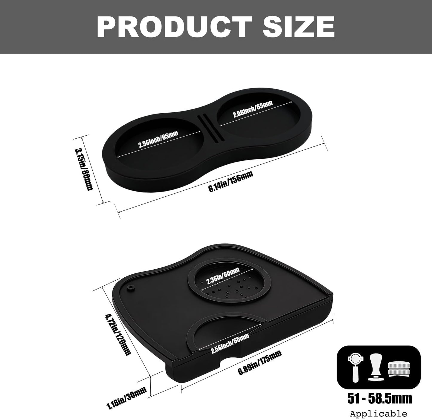 2-Piece Coffee Tamping Set with Silicone Tamper Mat & Tamper Holder | Storage Distributor/Tamper/Puck Screen | Essential Barista Espresso Accessories for Coffee Bar