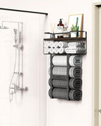 Rustic Brown Wood Vertical Towel Rack - Image 3