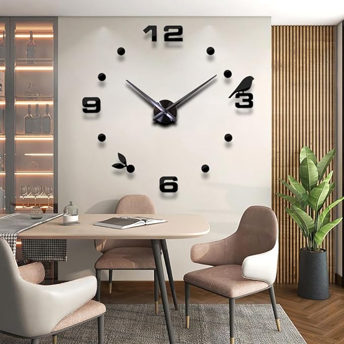 DIY 3D Wall Clock Large Frameless Watch Mirror Surface Wall Art Clock - Image 2