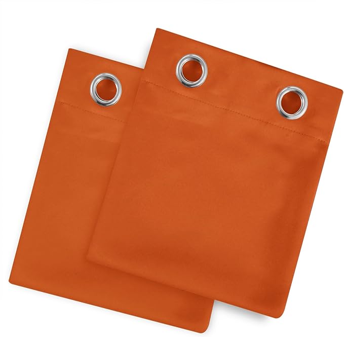 LEMOMO Orange Blackout Curtains/38 x 54 Inch/Set of Two Panels Grommet Living - Image 9
