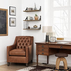 Floating Shelves with Black Metal Brackets Set of 3, Light Wood Wall Bookshelf - Image 4