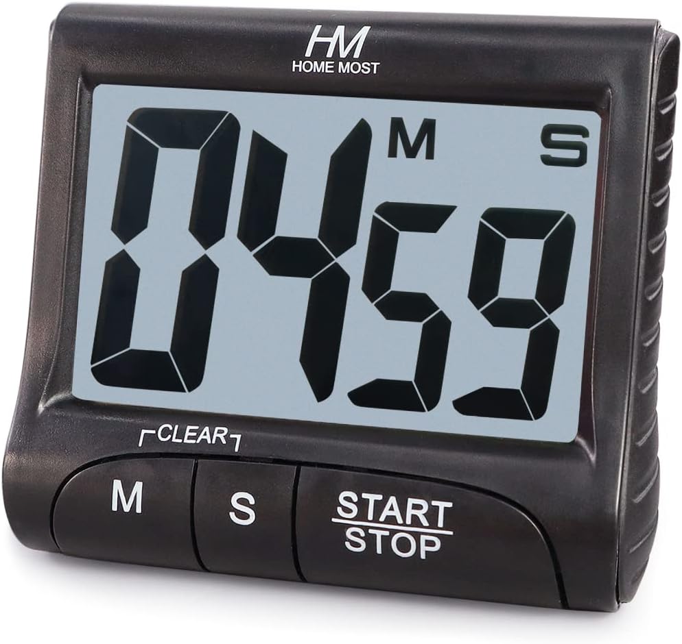 3" Large Display Kitchen Timer - Digital Timer Magnetic Back Loud Alarm On A Rope- Black Cooking Timers For Kitchen Teachers Students Games Kids Meetings -Sports Timers For Workouts Exercise