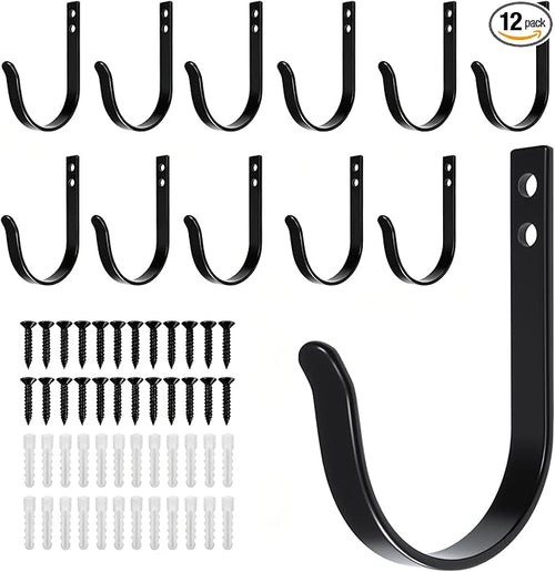 12 Pcs Wall Hooks for Hanging, Large Coat Hooks Wall Mount, Heavy Duty Screw in by MVZAWINO