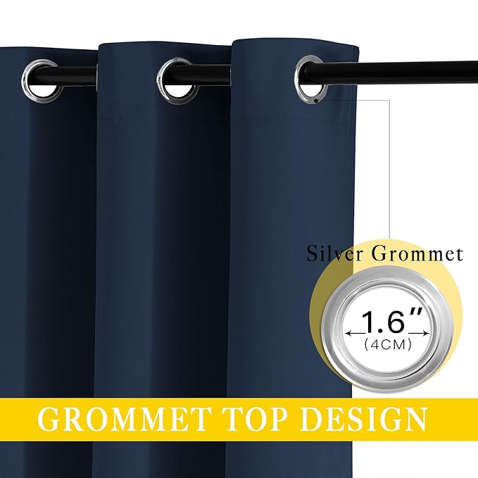 NICETOWN Blackout Navy Blue Curtain 102 inches Long, Grommet Thermal Insulated - Image 3