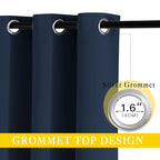 NICETOWN Navy Blue Blackout Room Divider Curtains 144 inch Length, Grommet - Image 3