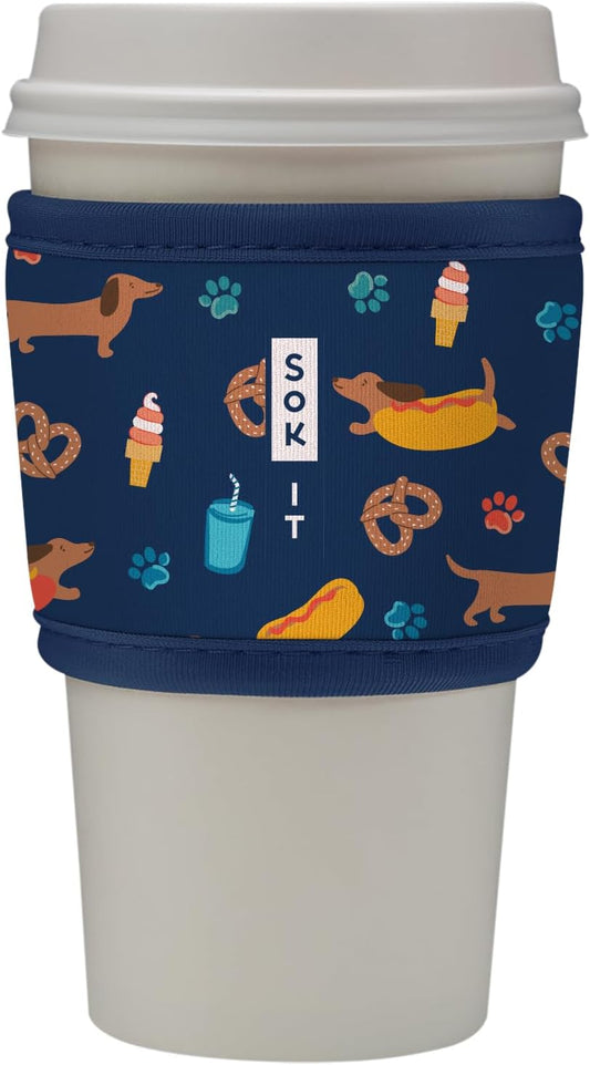 Sok It HotSok Coffee & Tea Reusable Insulated Neoprene Cup Sleeve (Hot Dawgs)