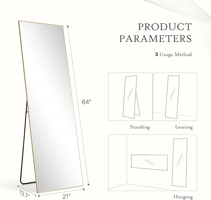 Mirror Full Length, Upgraded Body Wall Mirrors - Image 2