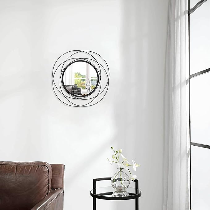 Wall Mirror Mounted Black Small Round Decorative Mirrors, Circle Metal Art - Image 4