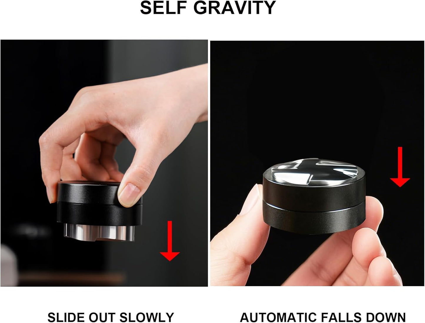 53mm Coffee Distributor, Gravity Espresso Distribution Tool with Adaptive Height for Barista, Coffee Leveler for 53mm Portafilter, Black