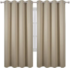 LEMOMO Blackout Curtains 66 x 72 Inch Long Beige Curtains Set of 2 Panels Room - Image 2