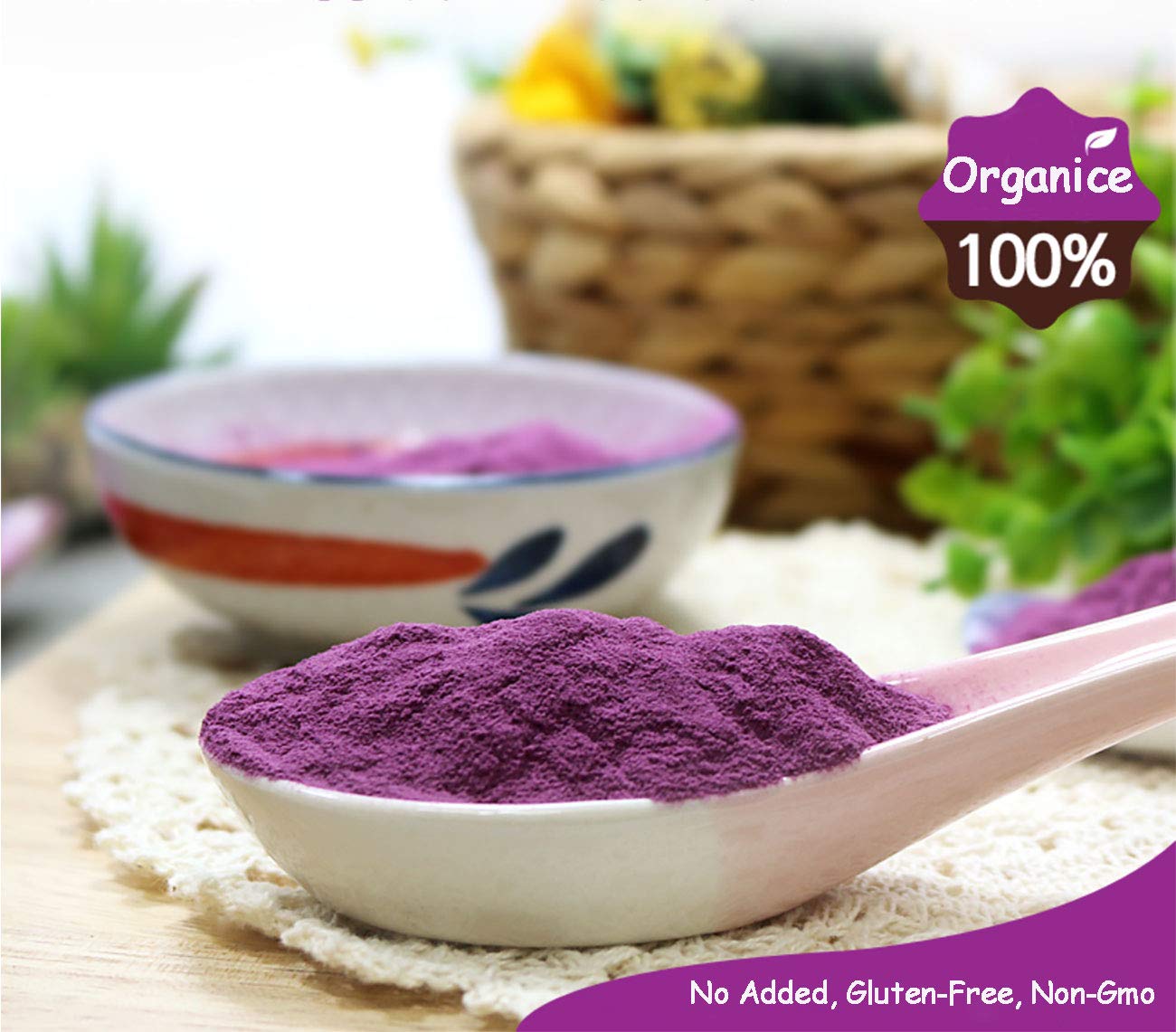 Orgnisulmte Purple Sweet Potato Powder 4.23 Oz, 100% Pure Natural Premium Purple Yam Powder for Food Coloring 120g